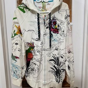 Men's Graphic Zip-Up Sweater - Multicolor